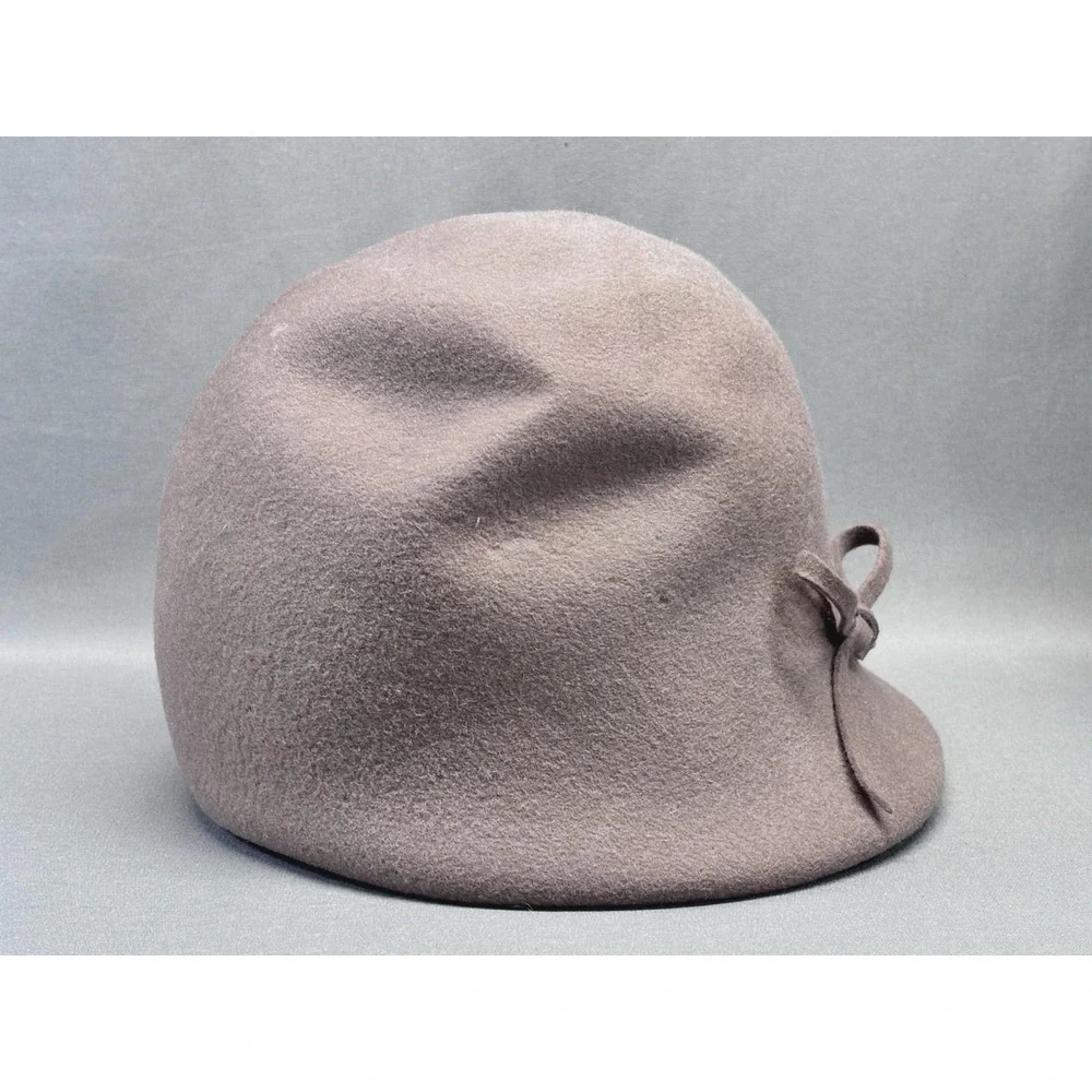 Vintage Henry Pollak Glenover Tan 100% Wool Hat Cloche New‎ York Ribbon USA